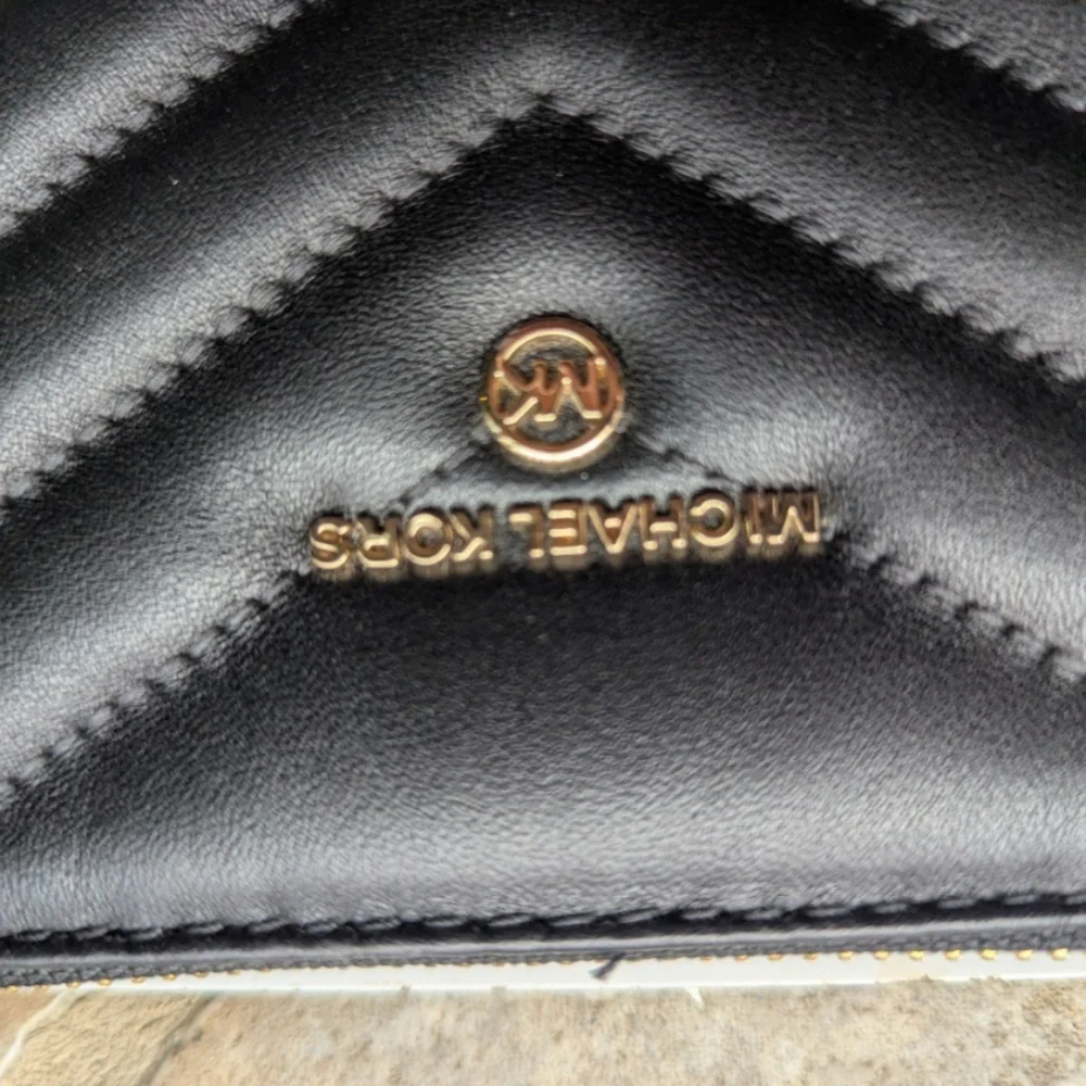 Michael Kors Black Quilted Leather Pouch